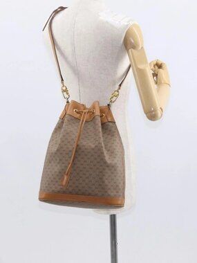 GUCCI Micro GG Supreme Shoulder Bag PVC Beige Gold Auth 162968